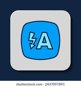 Filled outline Auto flash icon isolated on blue background. Automatic flash.  Vector