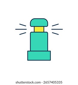 Esquema lleno Icono de rociadores de riego automático aislado sobre fondo blanco. Equipo de riego. Elemento de jardín. Icono de pistola de pulverización.  Vector