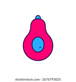 Gefüllter Umriss Avocado-Frucht-Symbol einzeln auf weißem Hintergrund.  Vektorgrafik