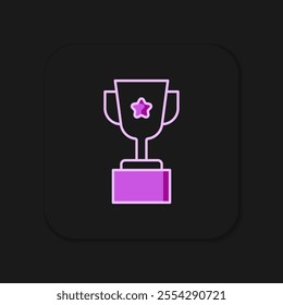 Filled outline Award cup icon isolated on black background. Winner trophy symbol. Championship or competition trophy. Sports achievement sign. Flat filled outline style with shadow. Vector