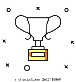 Filled outline Award cup icon isolated on white background. Winner trophy symbol. Championship or competition trophy. Sports achievement sign. Flat filled outline style with shadow. Vector