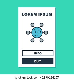 Filled outline Bacteria icon isolated on turquoise background. Bacteria and germs, microorganism disease causing, cell cancer, microbe, virus, fungi.  Vector