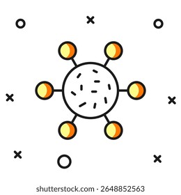 Filled outline Bacteria icon isolated on white background. Bacteria and germs, microorganism disease causing, cell cancer, microbe, virus, fungi. Flat filled outline style with shadow. Vector