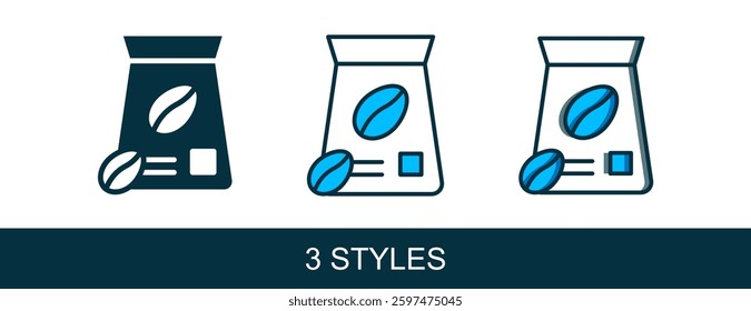Filled outline Bag of coffee beans icon isolated on white background.  Vector