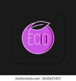 Filled outline Banner, label, tag, logo for eco green healthy food icon isolated on black background. Organic product. Healthy food sticker. Flat filled outline style with shadow. Vector