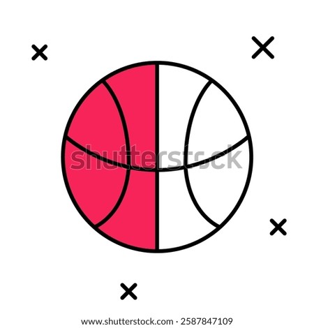 Filled outline Basketball ball icon isolated on white background. Sport symbol.  Vector