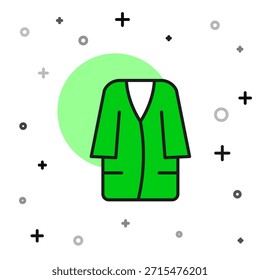 Icono de albornoz de contorno lleno aislado sobre fondo blanco.  Vector
