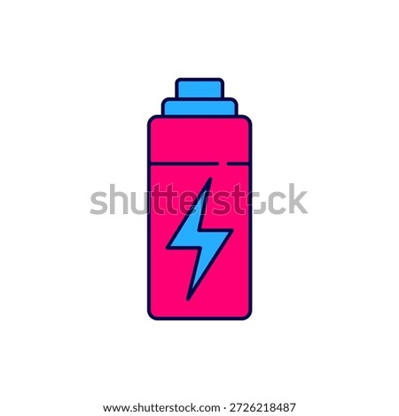 Filled outline Battery icon isolated on white background. Lightning bolt symbol.  Vector