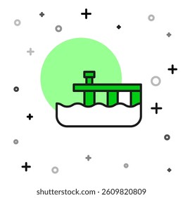 Filled outline Beach pier dock icon isolated on white background.  Vector