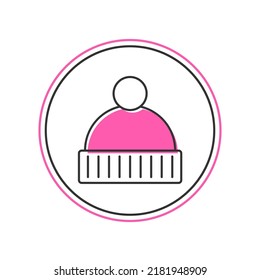 Filled outline Beanie hat icon isolated on white background.  Vector