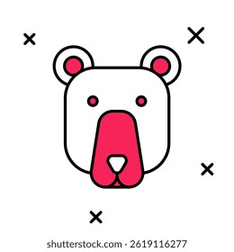 Filled outline Bear head icon isolated on white background.  Vector