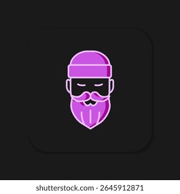 Filled outline Bearded lumberjack man icon isolated on black background. Flat filled outline style with shadow. Vector