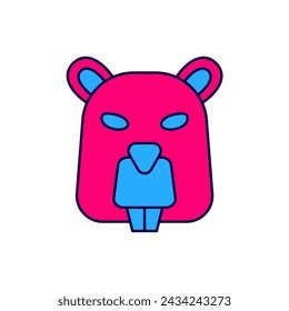 Filled outline Beaver animal icon isolated on white background.  Vector