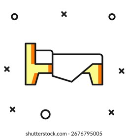 Contorno preenchido Ícone de cama isolado no fundo branco. Estilo de contorno preenchido plano com sombra. Vetor