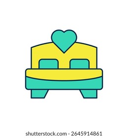 Contorno preenchido Ícone quarto isolado no fundo branco. Casamento, amor, símbolo de casamento. Quarto ícone criativo da coleção de lua de mel.  Vetor
