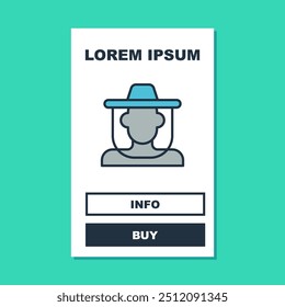 Filled outline Beekeeper with protect hat icon isolated on turquoise background. Special protective uniform.  Vector
