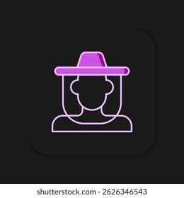 Filled outline Beekeeper with protect hat icon isolated on black background. Special protective uniform. Flat filled outline style with shadow. Vector