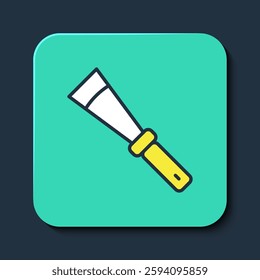 Filled outline Beekeeping uncapping knife icon isolated on blue background. Tool of the beekeeper. Turquoise square button. Vector