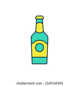 Filled outline Beer bottle icon isolated on white background.  Vector