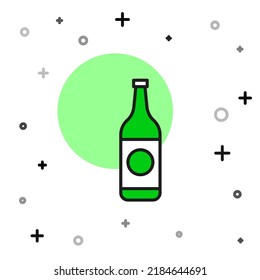 Icono de botella de cerveza de contorno relleno aislado en fondo blanco.  Vector