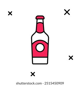 Contorno preenchido Ícone garrafa de cerveja isolado no fundo branco.  Vetor