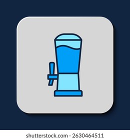 Filled outline Beer tap icon isolated on blue background.  Vector