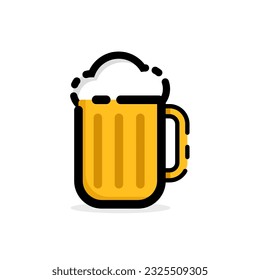 ilustración de diseño plano de vector de cerveza de contorno rellenado aislado en blanco