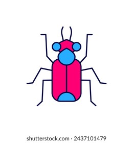 Filled outline Beetle bug icon isolated on white background.  Vector