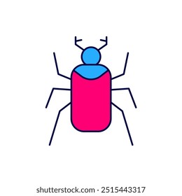 Filled outline Beetle bug icon isolated on white background.  Vector