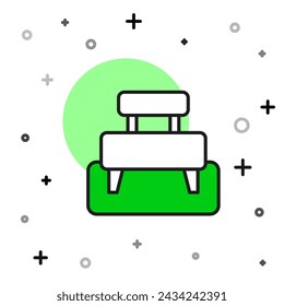 Icono de banco de contorno relleno aislado sobre fondo blanco.  Vector