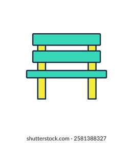 Filled outline Bench icon isolated on white background.  Vector