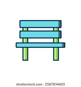 Filled outline Bench icon isolated on white background. Flat filled outline style with shadow. Vector