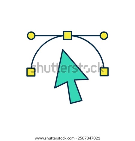 Filled outline Bezier curve icon isolated on white background. Pen tool icon.  Vector