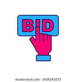 Filled outline Bid icon isolated on white background. Auction bidding. Sale and buyers.  Vector