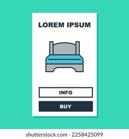 Filled outline Big bed for two or one person icon isolated on turquoise background.  Vector