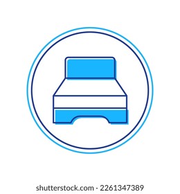 Filled outline Big bed for two or one person icon isolated on white background.  Vector