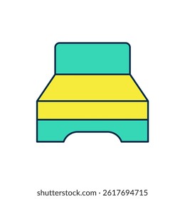 Filled outline Big bed for two or one person icon isolated on white background.  Vector
