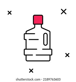 Umriss Große Flasche mit sauberem Wasser Symbol einzeln auf weißem Hintergrund. Kunststoffbehälter für den Kühler.  Vektorgrafik