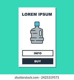 Filled outline Big bottle with clean water icon isolated on turquoise background. Plastic container for the cooler.  Vector