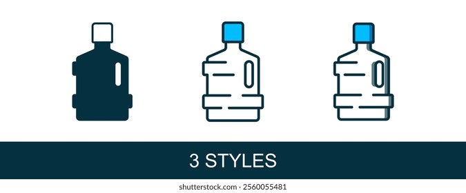 Filled outline Big bottle with clean water icon isolated on white background. Plastic container for the cooler.  Vector