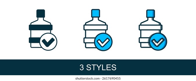 Filled outline Big bottle with clean water icon isolated on white background. Plastic container for the cooler.  Vector