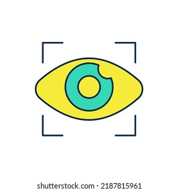 Filled Outline Big Brother Electronic Eye Icon Isolated On White Background. Global Surveillance Technology, Computer Systems And Networks Security.  Vector