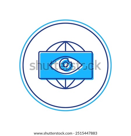 Filled outline Big brother electronic eye icon isolated on white background. Global surveillance technology, computer systems and networks security.  Vector