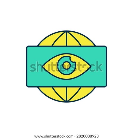 Filled outline Big brother electronic eye icon isolated on white background. Global surveillance technology, computer systems and networks security.  Vector