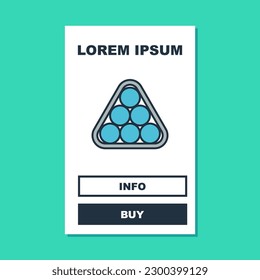 Filled outline Billiard balls in a rack triangle icon isolated on turquoise background.  Vector
