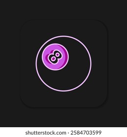 Filled outline Billiard pool snooker ball with number 8 icon isolated on black background. Flat filled outline style with shadow. Vector