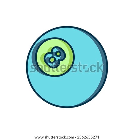 Filled outline Billiard pool snooker ball with number 8 icon isolated on white background. Flat filled outline style with shadow. Vector