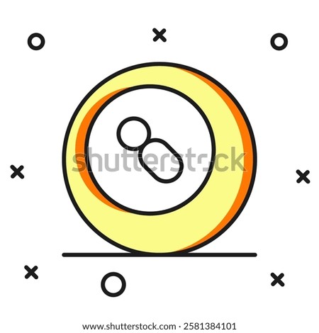 Filled outline Billiard pool snooker ball with number 8 icon isolated on white background. Flat filled outline style with shadow. Vector