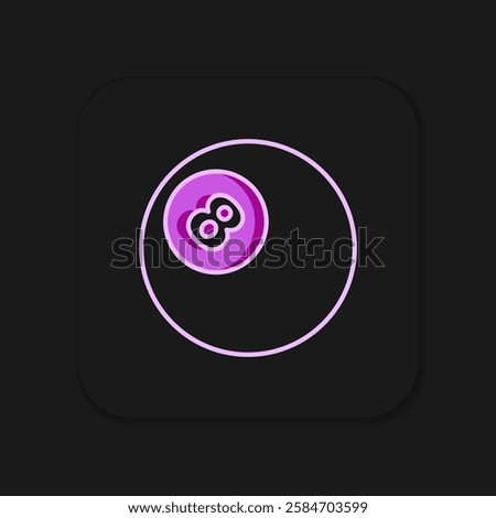 Filled outline Billiard pool snooker ball with number 8 icon isolated on black background. Flat filled outline style with shadow. Vector