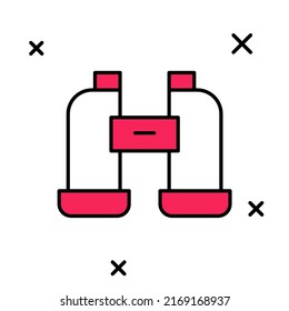 Icono de binoculares de contorno rellenado aislado en fondo blanco. Buscar signo de software. Símbolo de equipo espía.  Vector